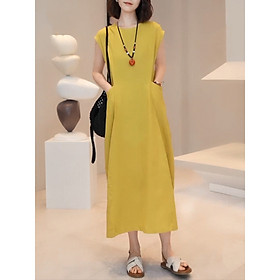 Áo sơ mi váy dáng dài, chất liệu đũi mềm mịn, form dài rộng kiểu Hàn Quốc, áo váy nữ, NeSa Shop AT15