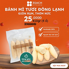 Bánh Mì Đông Lạnh 3Sach Kitchen 5 Ổ 410Gr