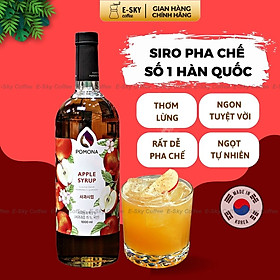 Siro Táo Đỏ POMONA Apple Syrup Nguyên Liệu Pha Chế Hàn Quốc Chai Thủy Tinh