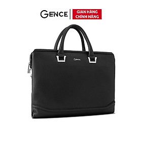 Cặp da công sở túi xách nam gence gce14 chất liệu da bò cao cấp màu đen có dây đeo vai