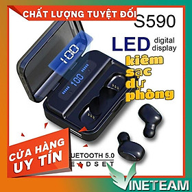 Tai Nghe Bluetooth Mini TWS S-590, Âm thanh 9D, Có Led Hiển Thị Pin