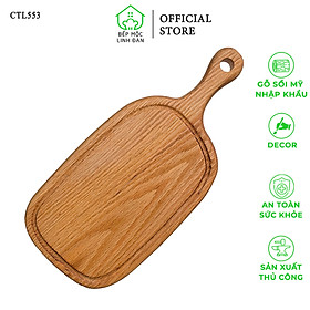 Thớt Gỗ Sồi Có Tay Cầm HAHANCO [CTL553] Bày Đồ Ăn, Decor (16cm x 35cm)