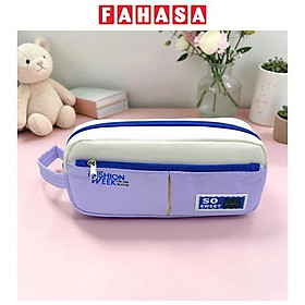 Bóp Viết Vải Phối Màu Pastel Có Quai Xách - Yescholar 9378 - Màu Tím