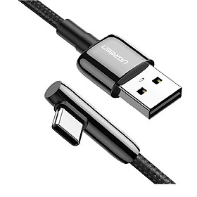 Cáp USB type C bẻ góc phải 90 độ ra usb A chống nhiễu 2M màu đen Ugreen 313TYC70415US Hàng chính hãng