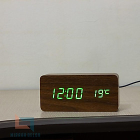 Mua Đồng hồ gỗ  đồng hồ led để bàn chữ nhật