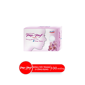 Hộp Bông Tẩy Trang POP-PUF 2 Công Dụng, 100 Miếng/Hộp