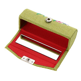 Lipstick Holder Case, Makeup Cosmetic Storage Lipstick Lip Gloss Box Organizer, Embroidered Flax Portable