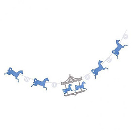 2X Lovely Horse Banner Kids Birthday Party Baby Shower Hanging Decor Blue