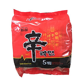 Lốc 5 Gói Mì Shin Cay Nong Shim Hàn Quốc (120g / Gói)