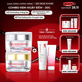 Bộ kem dưỡng ngày và đêm: Kem ban ngày 5 trong 1 (30ml) + Kem ban đêm (30g) giúp dưỡng ẩm, nâng tông, sáng da, làm mờ vết thâm, sạm, nám