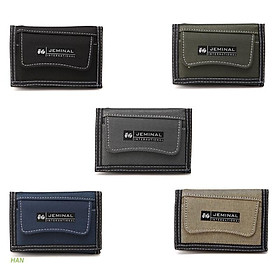 HAN  Men Canvas Wallet Short Design Pocket Zipper Coin Purse Credit Card ID Holder