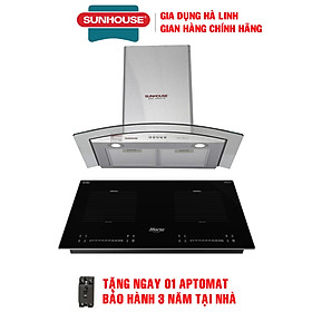 Mua Combo Bếp điện từ đôi Sunhouse mama MMB-88HL + Máy hút mùi kính cong Sunhouse SHB6629  Hàng chính hãng - Bảo hành tại nhà