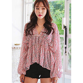 Áo Blouse Nhấn Bèo Romantic
