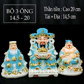 Mua   BỘ 3 ÔNG - XANH BIỂN size nhỏ   THẦN TÀI +THỔ ĐỊA +THẦN TIỀN   COMPOSITE + BỘT ĐÁ  