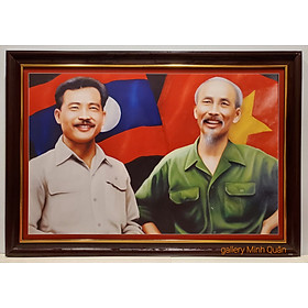 TRANH IN DẦU Bác Hồ & Hoàng Thân XUPHANUVÔNG