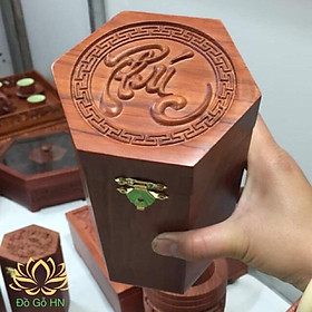 HỘP ĐỰNG CHÈ , gỗ hương mẫu chữ phúc hộp trà chữ phúc