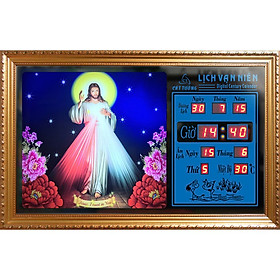 Mua Đồng hồ lịch vạn niên Cát Tường 55646_KT 55x35x7cm_Có 2 Loại (Không Remote Đèn Và Có Remote Đèn)