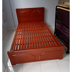 Giường sắt hộp vuông giả gỗ 1m2 - NTQH09