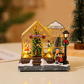 Christmas Scene Lighted House Miniature Decoration Musical for Shop Window