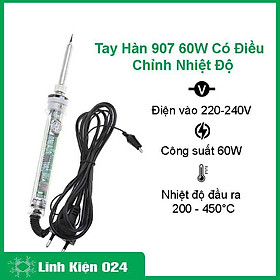 Combo 5 Tay Hàn 907 60W Có Điều Chỉnh Nhiệt Độ ( Loại phích cắm 2 chấu )