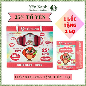 25% tổ yến - Thực phẩm bổ sung: Nước tổ yến chưng dành cho trẻ em Kid's nest - Kute hương dâu - YẾN XANH - Lốc 6 lọ x 70ml