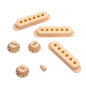 Light Yellow Guitar Pickup Cover And Knobs Switch Tip Set