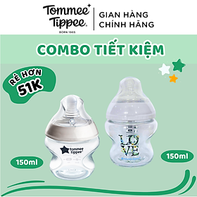 COMBO Bình Sữa Thuỷ Tinh Ty Siêu Mềm Tự Nhiên Tommee Tippee 150ml & Bình Sữa Ty Siêu Mềm Tự Nhiên Tommee Tippee 150ml