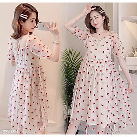  ĐẦM BẦU REN THÊU HOA KẾT HỢP SAU SINH CHO  CON BÚ sz M-2xl