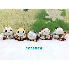 Mua Full Set Bộ 5 Tượng Mèo Sứ Maneki Neko Thần Tài (Mèo Nằm)