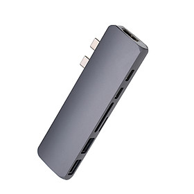 Hub Chuyển Đổi Cổng TYPE-C Kép Sáng Sang Dual USB 3.0 Kết Hợp Đầu Đọc Thẻ SD / TF HDMI Dual Type-C 4K Cho MacBook 13 '' 15 ''