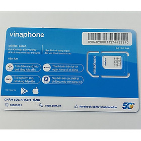Sim 4G Vinaphone U900 Trọn Gói 6 Tháng Và U1500 Trọn Gói 12 Tháng Tặng 500GB/Tháng - Hàng Chính Hãng -Mẫu ngẫu nhiên