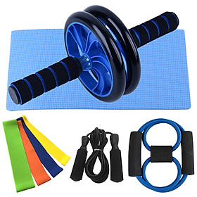 Set 8 món tập gym gồm Con lăn tập bụng Bánh xe lăn,Dây band Vòng đeo tay,Vòng dây,dây nhảy