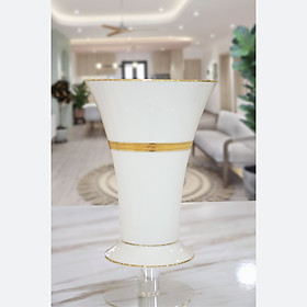 Mua Bình hoa sứ cao cấp Noritake M163/T91825K  màu trắng  mạ vàng  miệng loe  cao 23cm - Hàng chính hãng