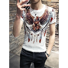 Áo thun Nam họa tiết đại bàng cực ngầu chất vải nhung cao cấp co giãn nhẹ dáng ôm mặc thoải mái dễ phối đồ phù hợp với xu hướng thời trang - Mẫu HOT