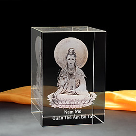 Pha lê để xe hơi - Hình Quán Thế Âm Bồ Tát vầng hào quang 3D