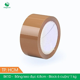 BK1D -  Băng Keo Đục - 4.8cm - Block 6 cuộn/kg - Bộ 12 cuộn băng dính đục đóng thùng hộp carton