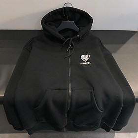 Áo khoác hoodie nỉ dây kéo form rộng HEART Ulzzang (ẢNH THẬT)