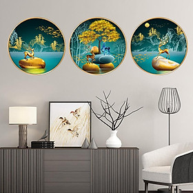 Mua DECAL DÁN TƯỜNG 3 KHUNG ẢNH TRÒN HƯƠU VÀNG