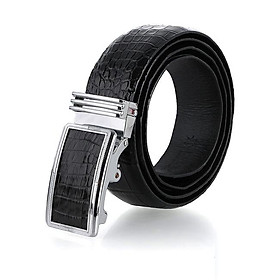 Dây nịt nam da cá sấu Huy Hoàng nguyên con bụng màu đen HP4742