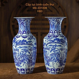 Mua Cặp Lục bình men lam. Hàng vẽ kĩ thủ công. Gốm sứ Bát Tràng
