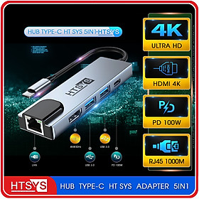 Mua Hub Type C HT SYS 5 in 1 To HDMI  USB 3.0  Lan  PD 100W - Hàng Chính Hãng