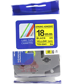 Mua  Mua 10 tặng 1  Nhãn in TZ2-FX641( tương thích nhãn in Tze-fx641  Hze-fx641)  Khổ rộng 18mm* dài 8m  chữ đen nền vàng( Black on Yellow)  siêu dẻo  bám dính cao