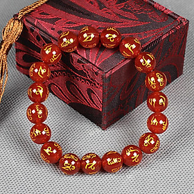 Vòng Tay Mã Não Đỏ Khắc Thần Chú 10ly - Vòng tay phong thủy cho nam và nữ