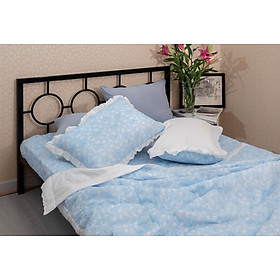 Bộ chăn drap Bamboo Hàn Quốc Hana Hana Leafmingo blue