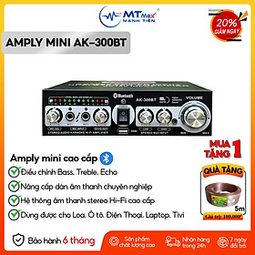 Amply AK300BT - Bộ Khuếch Đại Công Suất Âm Thanh 200W, Đầu Vào 2 Mic BT 5.0 Bộ Thu Âm Thanh Kỹ Thuật Số Karaoke Hi-Fi Stereo Cho Gia Đình