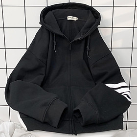 Áo Khoác Hoodie Zip HORI Form Rộng Phối 3 Sọc Vải Nỉ Bông Tay Dài Phong Cách Ulzzang Nam Nữ Unisex (Ảnh Thật/ Có Sẵn)