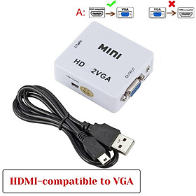 Bộ chuyển đổi HDMI-Tương thích với VGA cho Máy tính xách tay Xbox360 DVD PS3 PC Bộ chuyển đổi hộp âm thanh video HD 1080P cho TV Box Máy chiếu Màu sắc: Trắng-HD2VGA