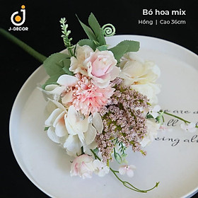 BÓ HOA LỤA MIX SẴN, sang trọng, độc lạ, hoa lụa cao cấp 08