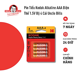 Bộ 4 Pin tiểu Kodak Alkaline AAA điện thế 1.5V Uncle Bills IB0120 