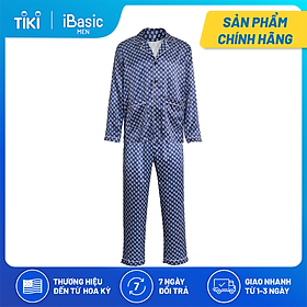 Bộ pyjama nam lụa Satin dài hoạ tiết icon iBasic HOMM016T và HOMM016B